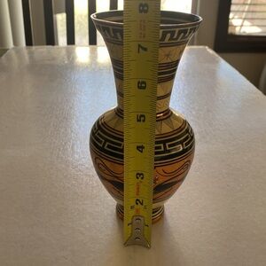 Painted Copper Vase Handmade in Greece 7.5” Tall x 4” Diameter